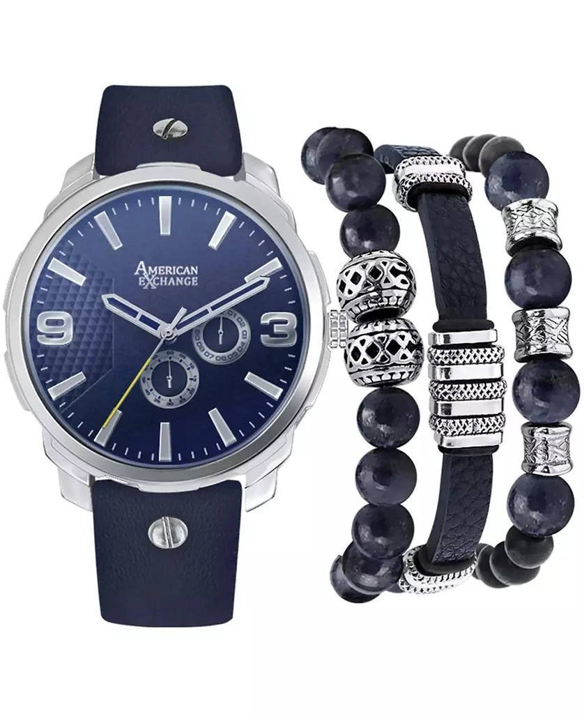 商品American Exchange|Men's Navy Strap Watch 46mm Gift Set,价格¥150,第1张图片