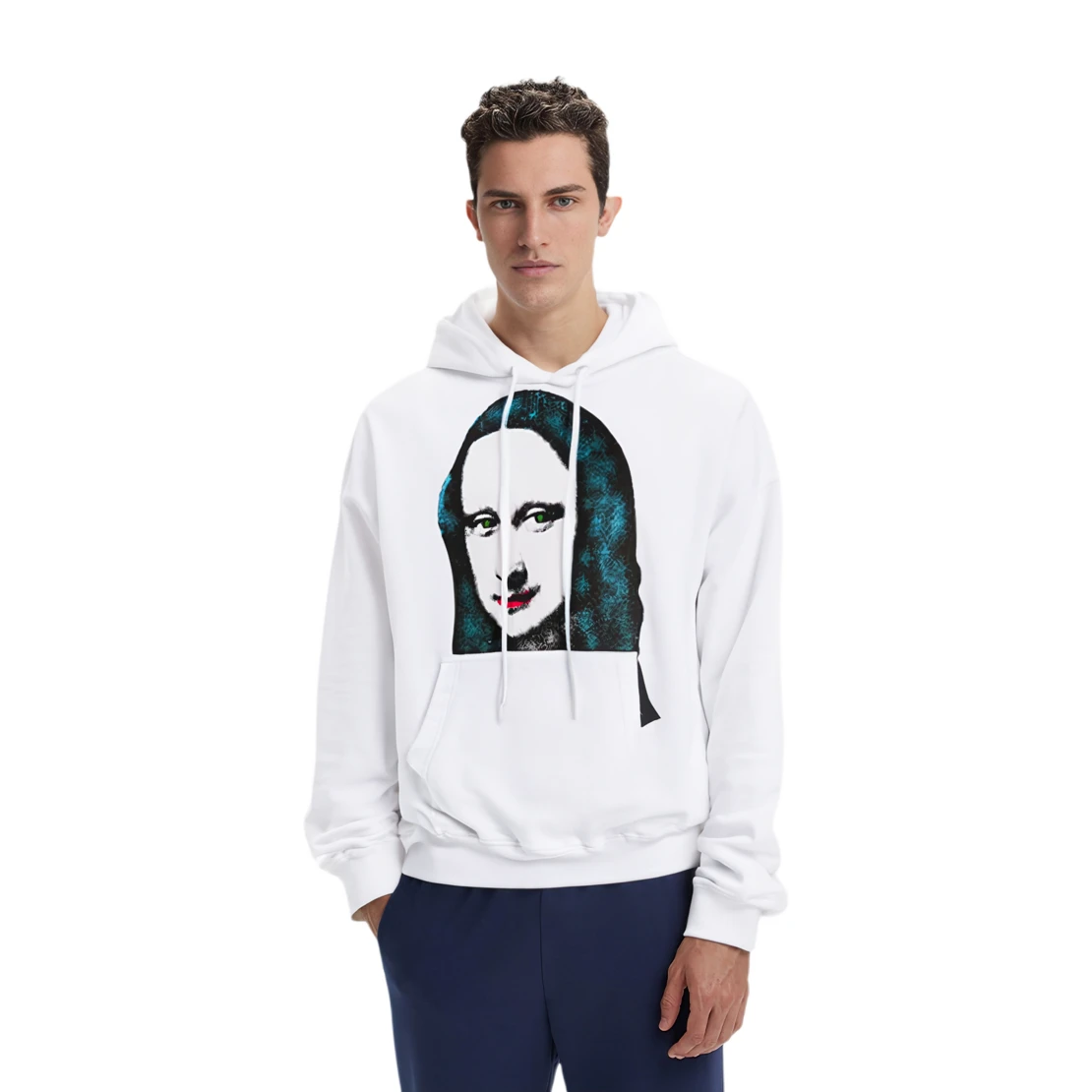 商品[国内直发] Off-White|蒙娜丽莎系列 FW20 胸口蒙娜丽莎头像印花连帽卫衣 男款 白色,价格¥1926,第6张图片详细描述