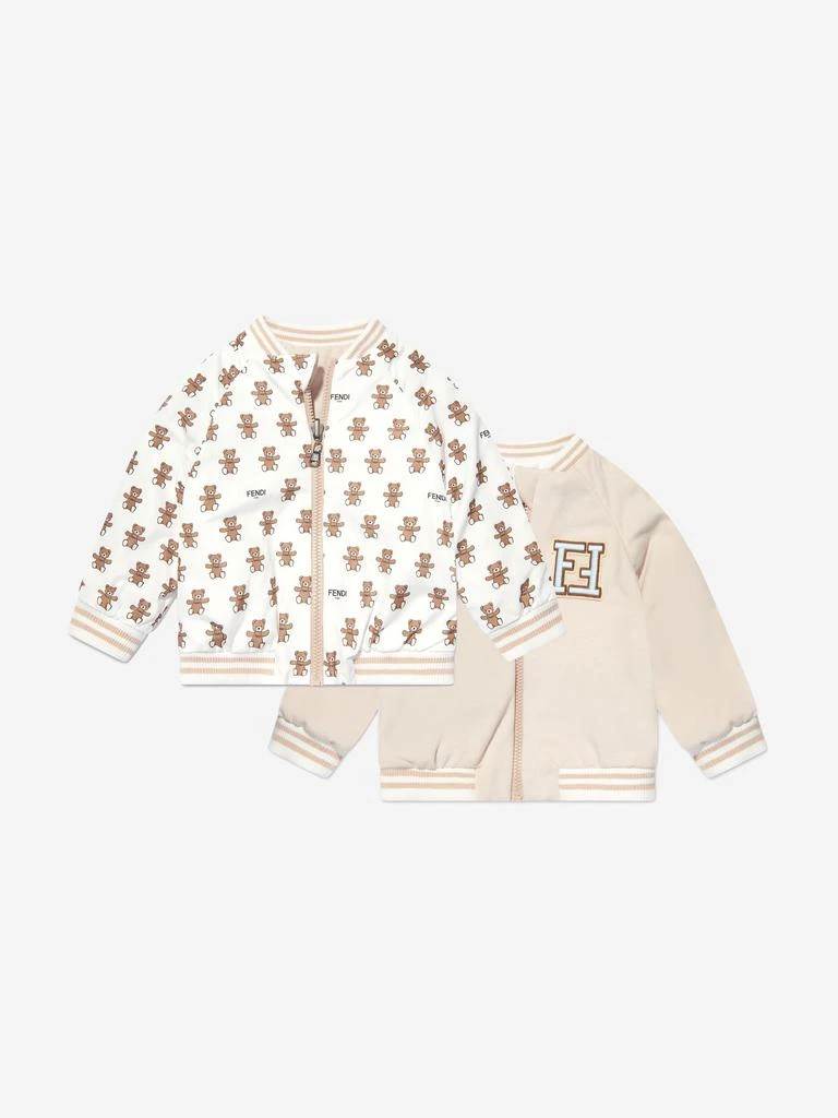 商品Fendi|Fendi Baby Reversible Bear Zip Up in White,价格¥3197,第1张图片