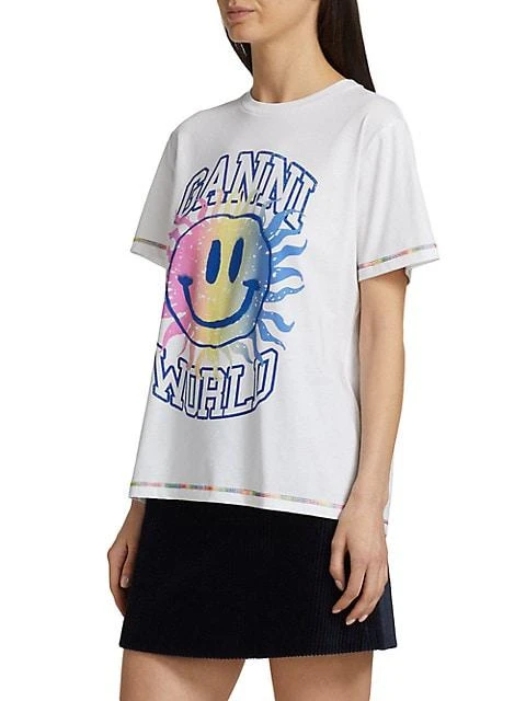 商品Ganni|Light Jersey Smiley Relaxed T-Shirt,价格¥499,第4张图片详细描述