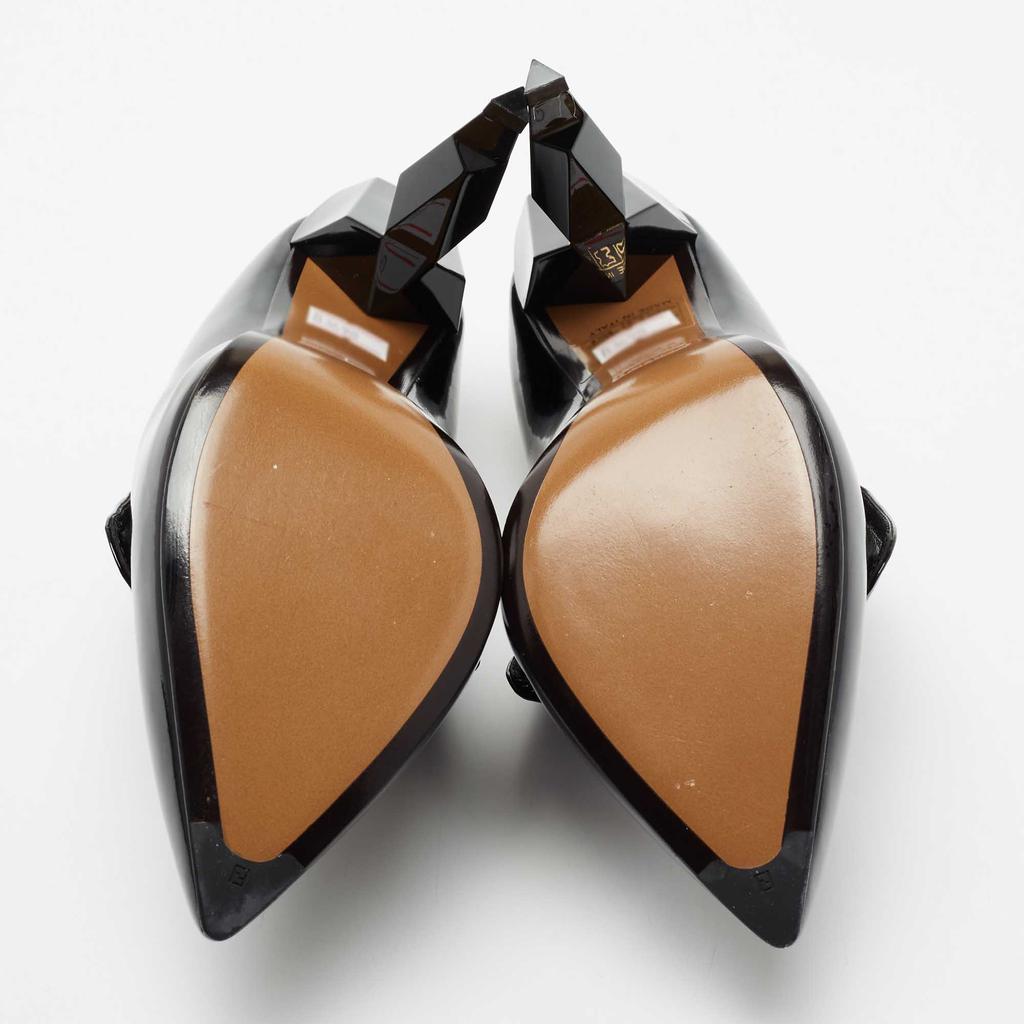 Fendi Black Patent Leather Diamond Heel Pointed Toe Ankle Booties Size 38.5商品第6张图片规格展示