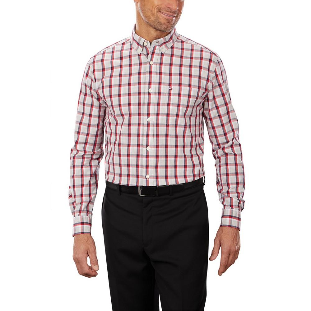 Men's Button-Down Collar Plaid Dress Shirt商品第1张图片规格展示