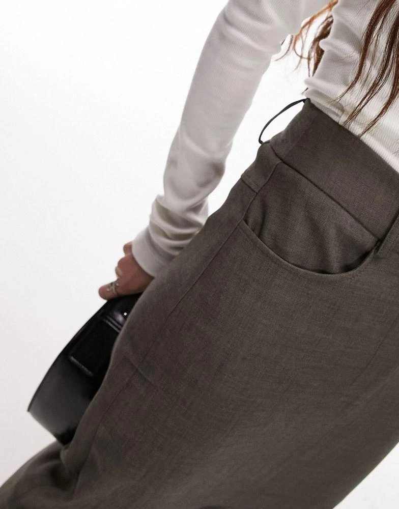 商品Topshop|Topshop long pencil skirt in brown,价格¥441,第2张图片详细描述