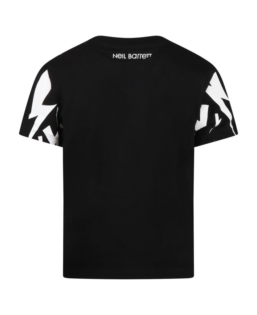 Black T-shirt For Boy With Thunderbolts商品第2张图片规格展示