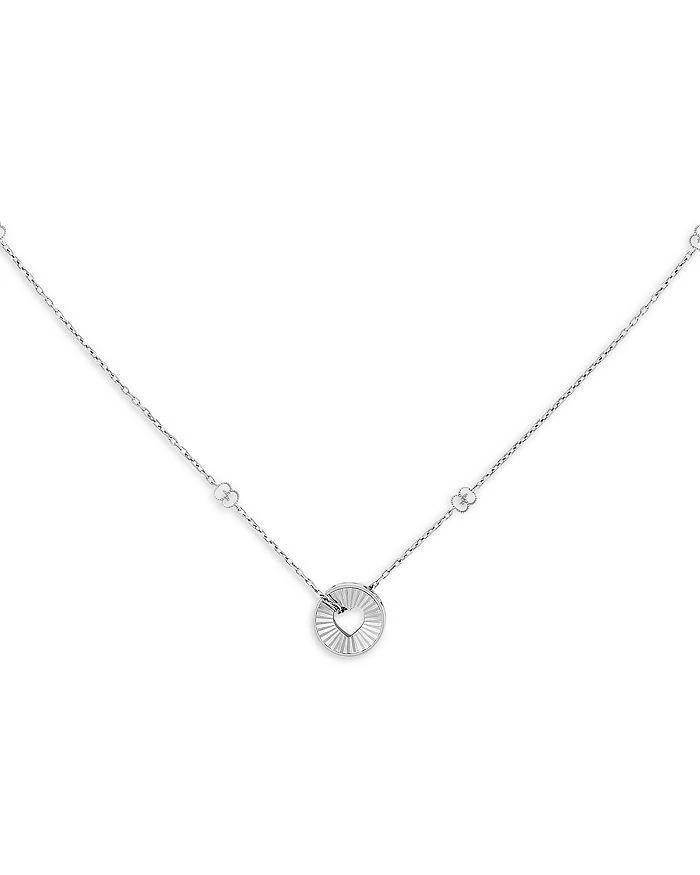 商品Gucci|18K White Gold Icon Heart & Double G Pendant Necklace, 40"-42",价格¥19831,第2张图片详细描述