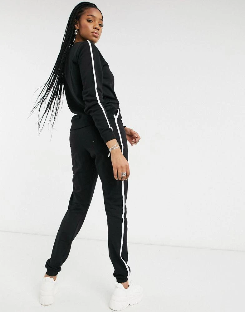 商品ASOS|ASOS DESIGN Tall tracksuit sweat / basic jogger with contrast binding in cotton in black - BLACK,价格¥87,第2张图片详细描述