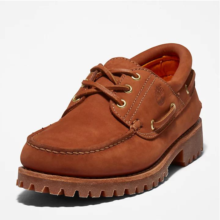 Timberland® 3-Eye Lug Handsewn Boat Shoe for Men in Brown商品第8张图片规格展示