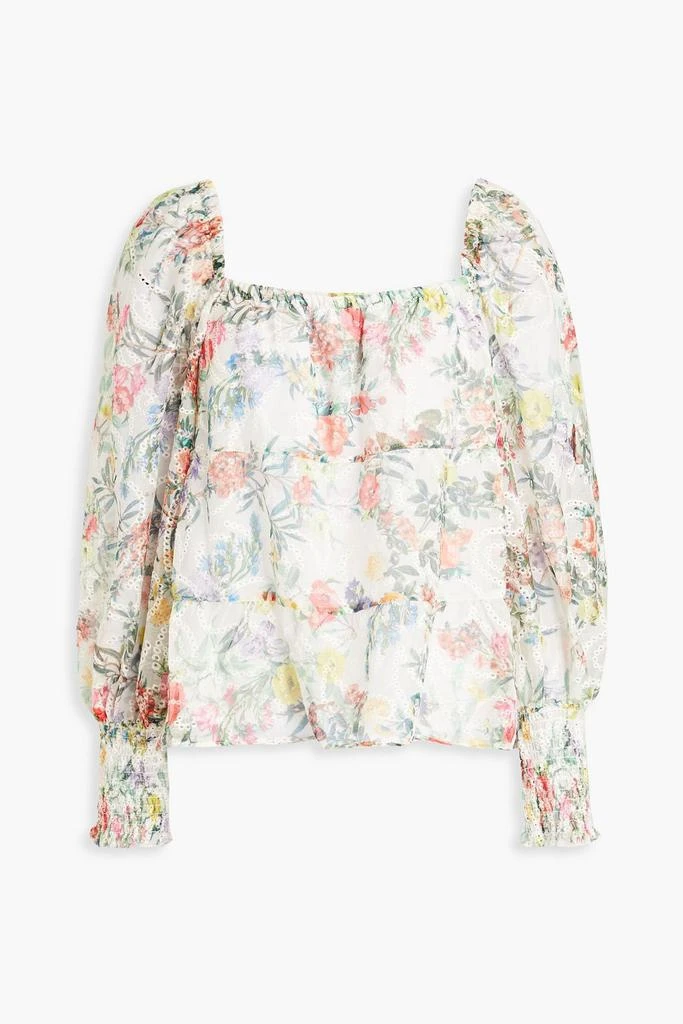 商品Alice + Olivia|Rowa floral-print broderie anglaise chiffon blouse,价格¥900,第1张图片