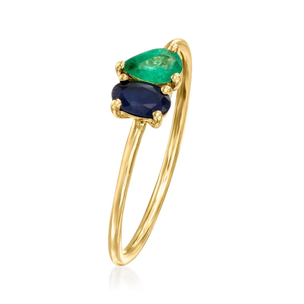 商品RS Pure|by Ross-Simons Sapphire and . Emerald Toi Et Moi Ring in 14kt Yellow Gold,价格¥2137,第3张图片详细描述