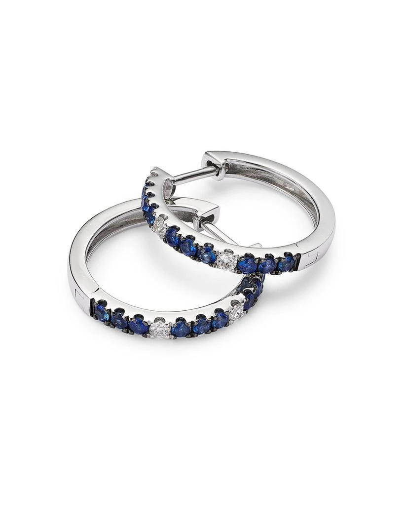 14K White Gold Hoop Earrings with Sapphires & Diamonds 商品