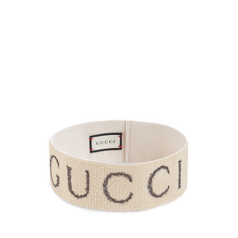 商品Gucci|【预售3-7天】GUCCI/古驰  女士白色弹性面料Gucci标志图案发带 ‎491820 3G133 9060,价格¥2088,第6张图片详细描述