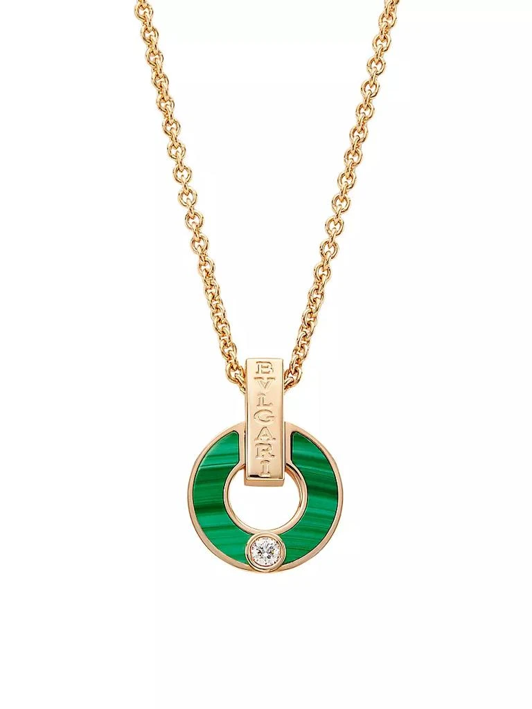 商品BVLGARI|Essential 18K Rose Gold, Malachite & Diamond Openwork Pendant Necklace,价格¥32345,第1张图片