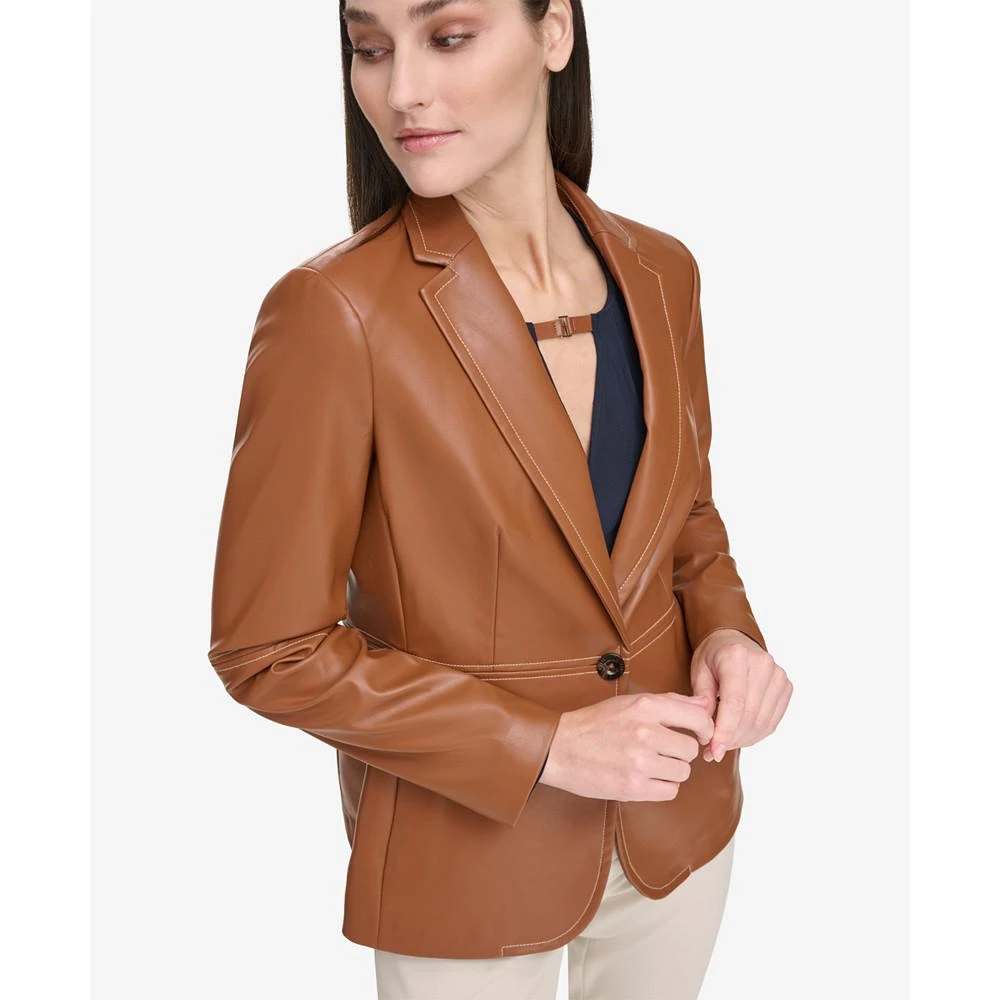 商品Tommy Hilfiger|Women's One-Button Faux Leather Blazer,价格¥268,第5张图片详细描述