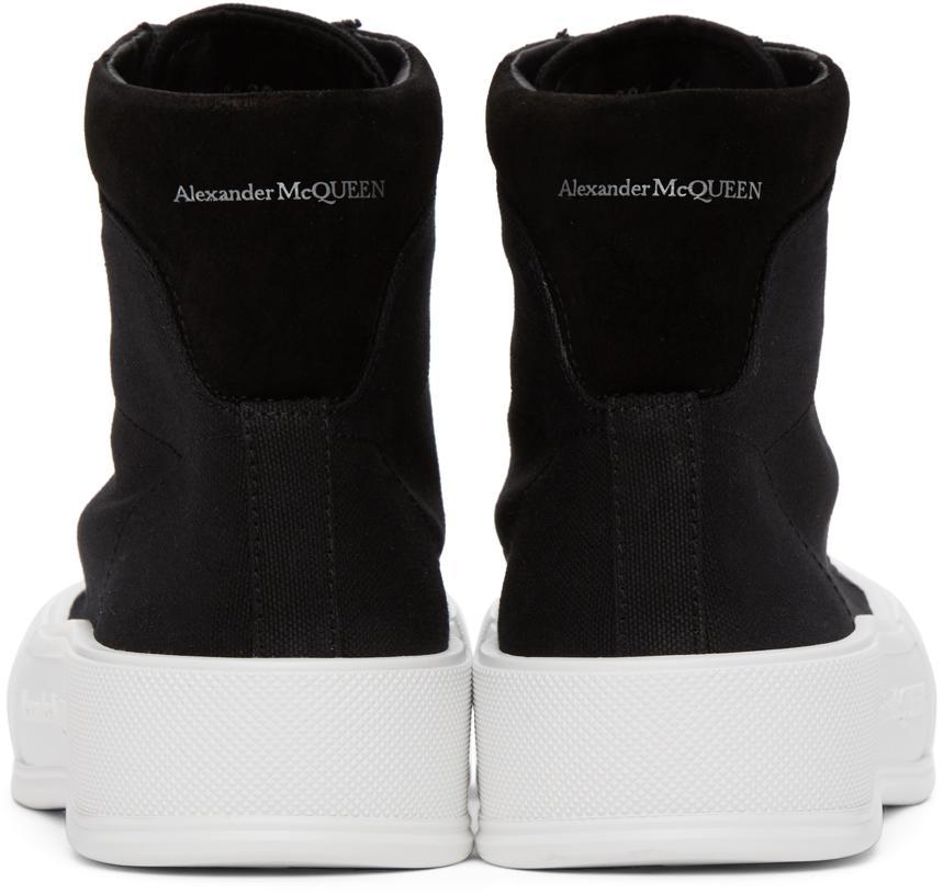 商品Alexander McQueen|Black & White Deck Plimsoll High-Top Sneakers,价格¥4446,第6张图片详细描述