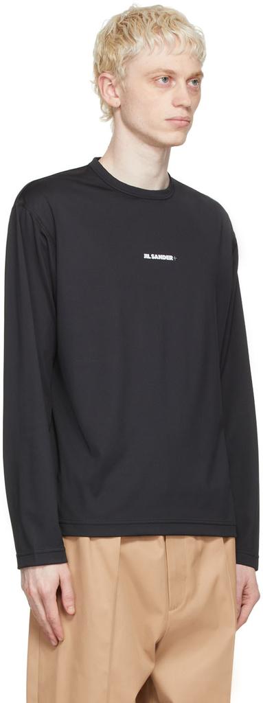 Black Polyester Long Sleeve T-Shirt商品第2张图片规格展示