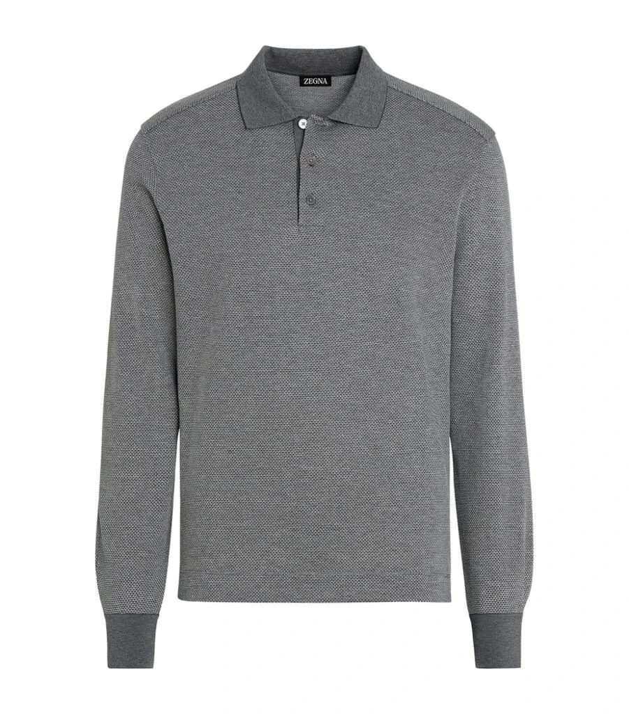 商品Zegna|Cotton-Silk Long-Sleeved Polo Shirt,价格¥3918,第1张图片