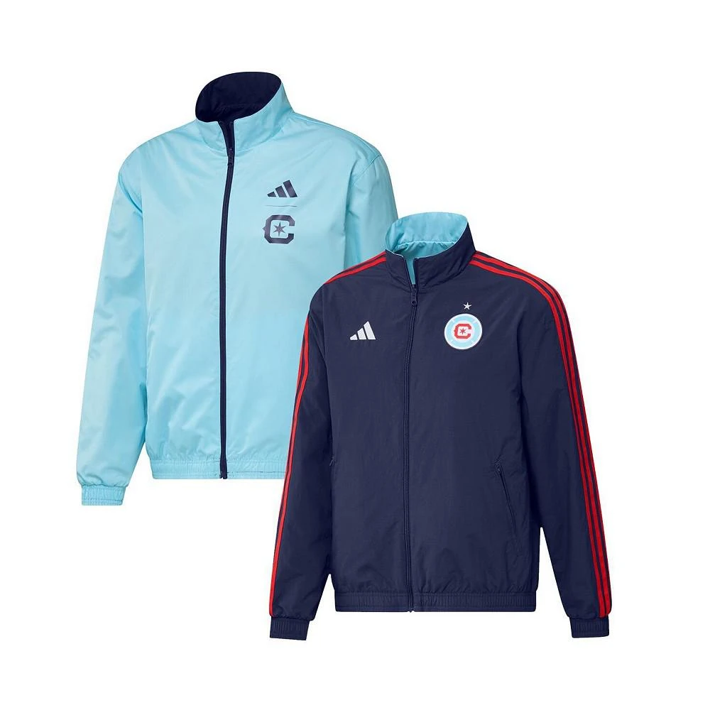 商品Adidas|Men's Navy and Light Blue Chicago Fire 2023 On-Field Anthem Full-Zip Reversible Team Jacket,价格¥805,第1张图片