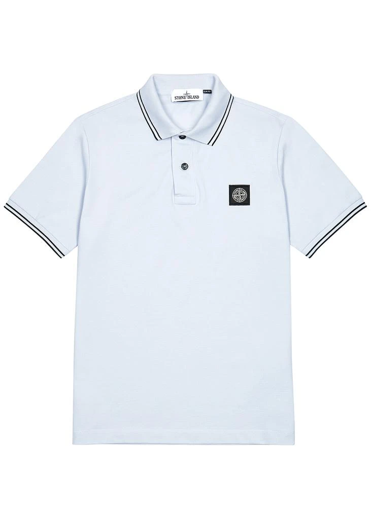 商品Stone Island|Light blue piqué stretch-cotton polo shirt Polo衫,价格¥1340,第1张图片