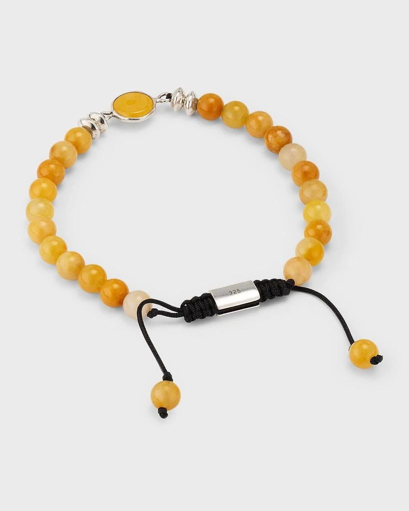 商品Jan Leslie|Men's Yellow Jade Beaded Bracelet with Sterling Silver,价格¥2304,第4张图片详细描述