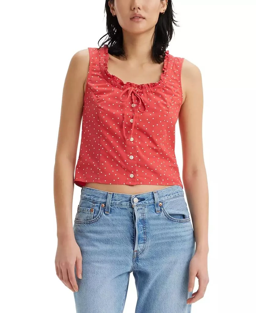 商品Levi's|Women's Shane Cotton Tie-Neck Button-Front Top,价格¥118,第1张图片