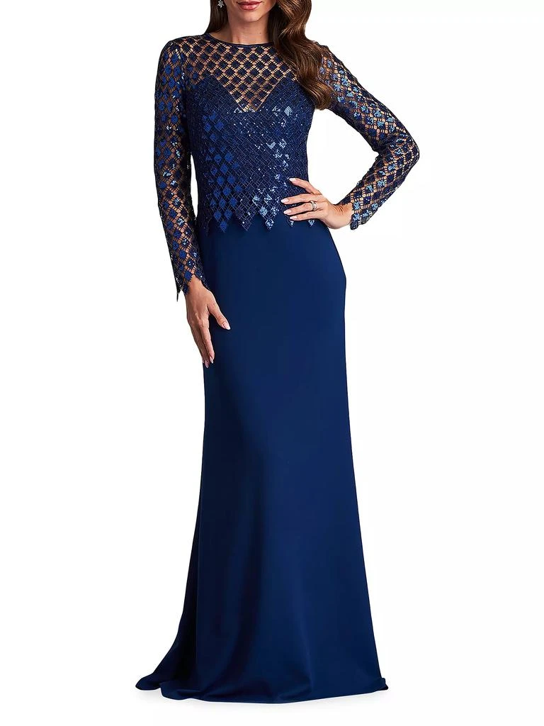 商品Tadashi Shoji|Sequined Diamond Crepe Gown,价格¥3577,第2张图片详细描述