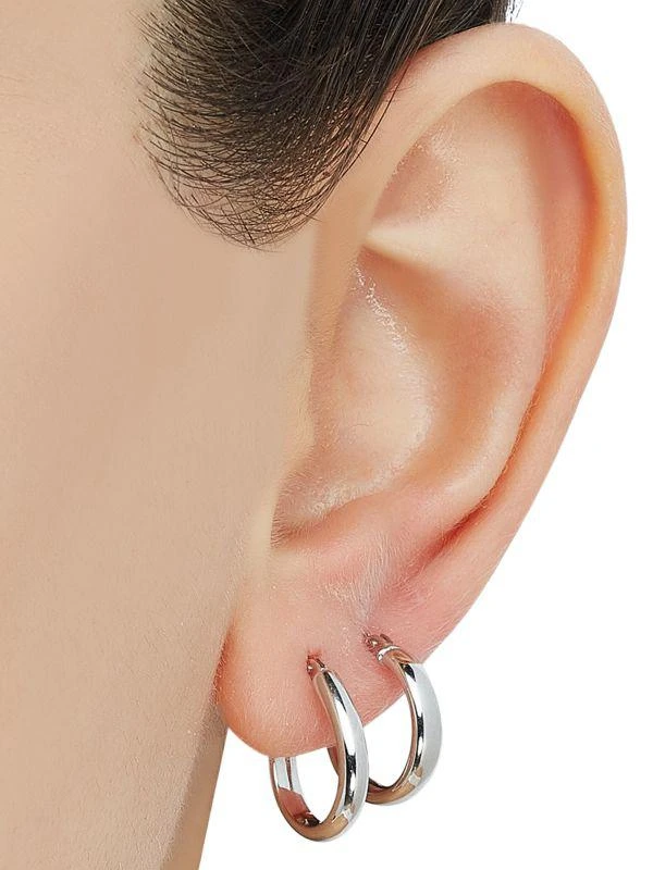 商品Saks Fifth Avenue|Set of 2 14K White Gold Hoop Earrings,价格¥2711,第4张图片详细描述
