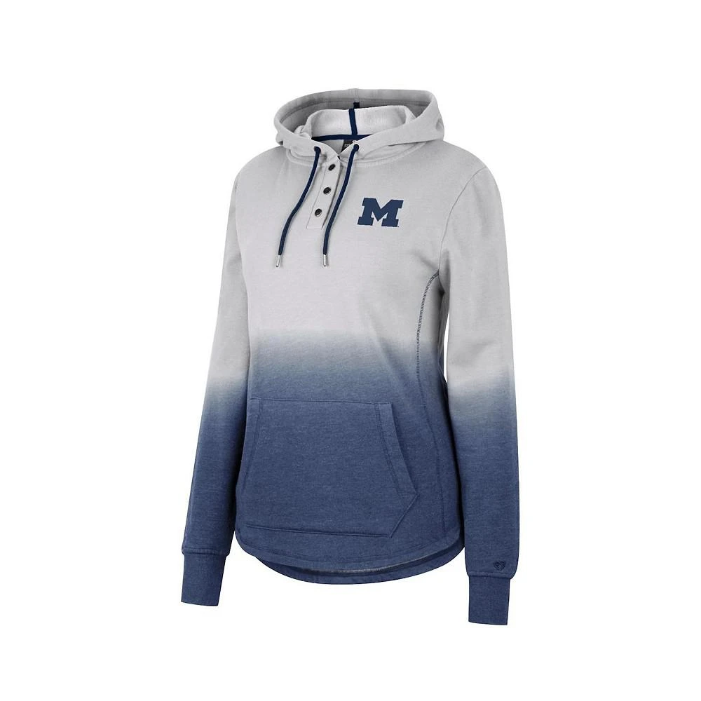商品Colosseum|Women's Gray, Navy Michigan Wolverines Aurelia Dip-Dye Quarter-Snap Pullover Hoodie,价格¥451,第3张图片详细描述