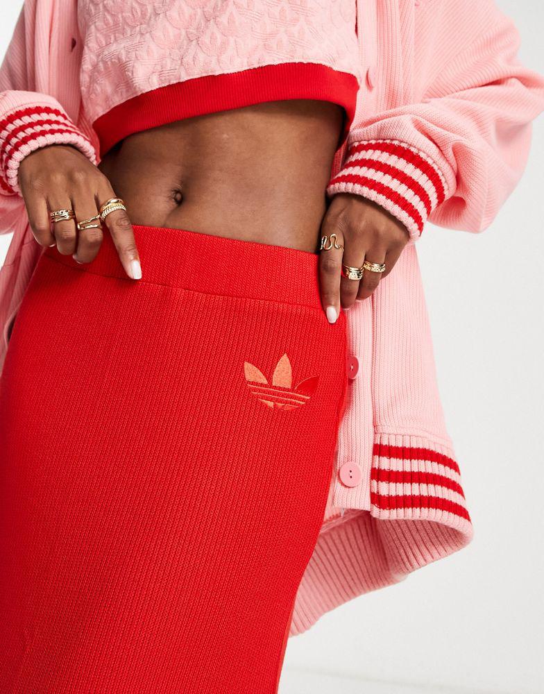 adidas Originals 'adicolor 70s' knitted long skirt in red商品第3张图片规格展示