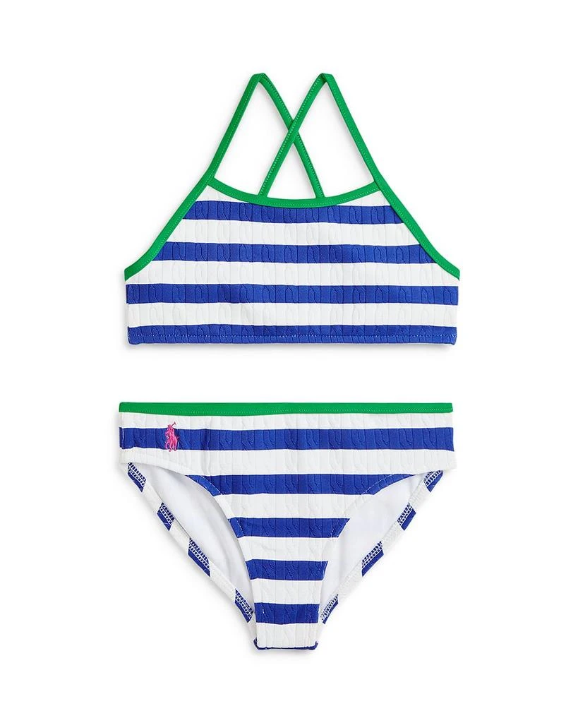 商品Ralph Lauren|Girls' Striped Two-Piece Swimsuit - Little Kid, Big Kid,价格¥599,第1张图片