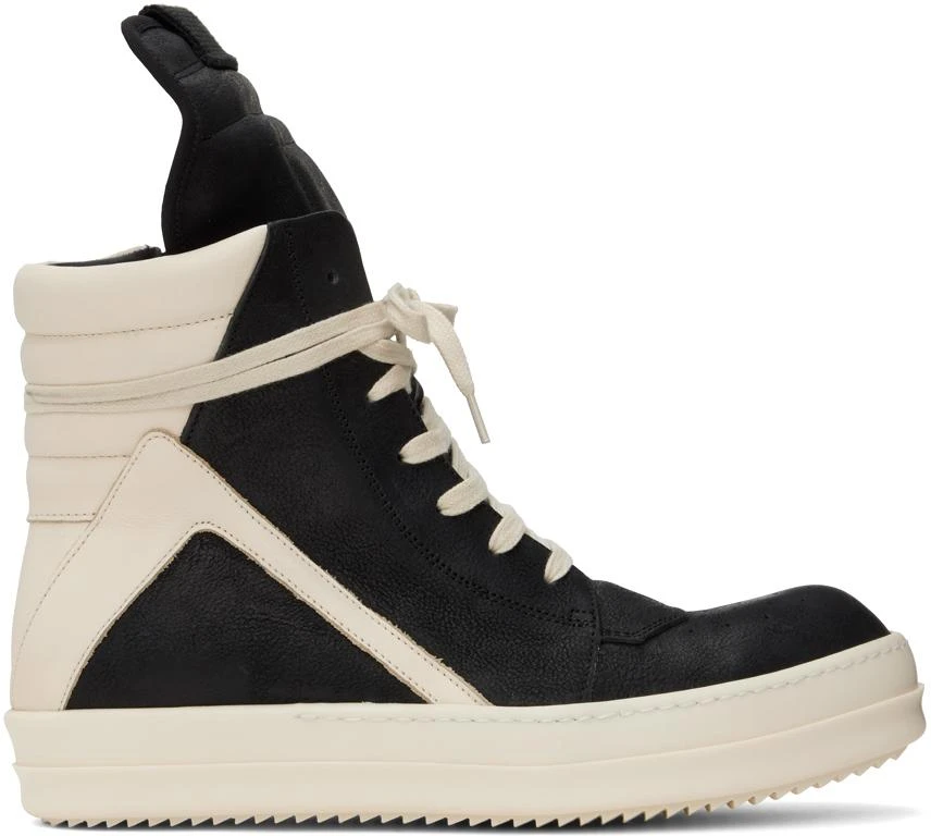 商品Rick Owens|Black & Off-White Geobasket Sneakers,价格¥8091,第1张图片