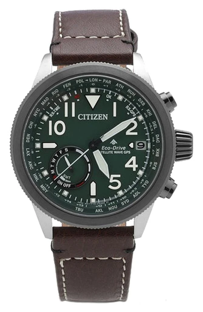 商品Citizen|Men's Eco Drive Satellite Wave GPS Leather Strap Watch, 44mm,价格¥4498,第1张图片