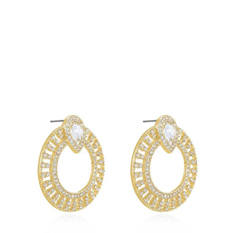 商品Ettika Jewelry|Glitter and Shine 18k Gold Plated Circle Earrings ONE SIZE,价格¥416,第2张图片详细描述