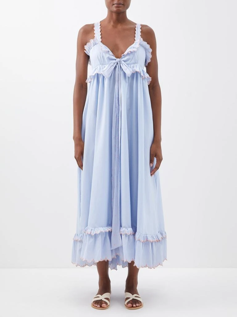 商品Thierry Colson|Valentina tie-knot ruffled cotton-poplin dress,价格¥1772,第1张图片