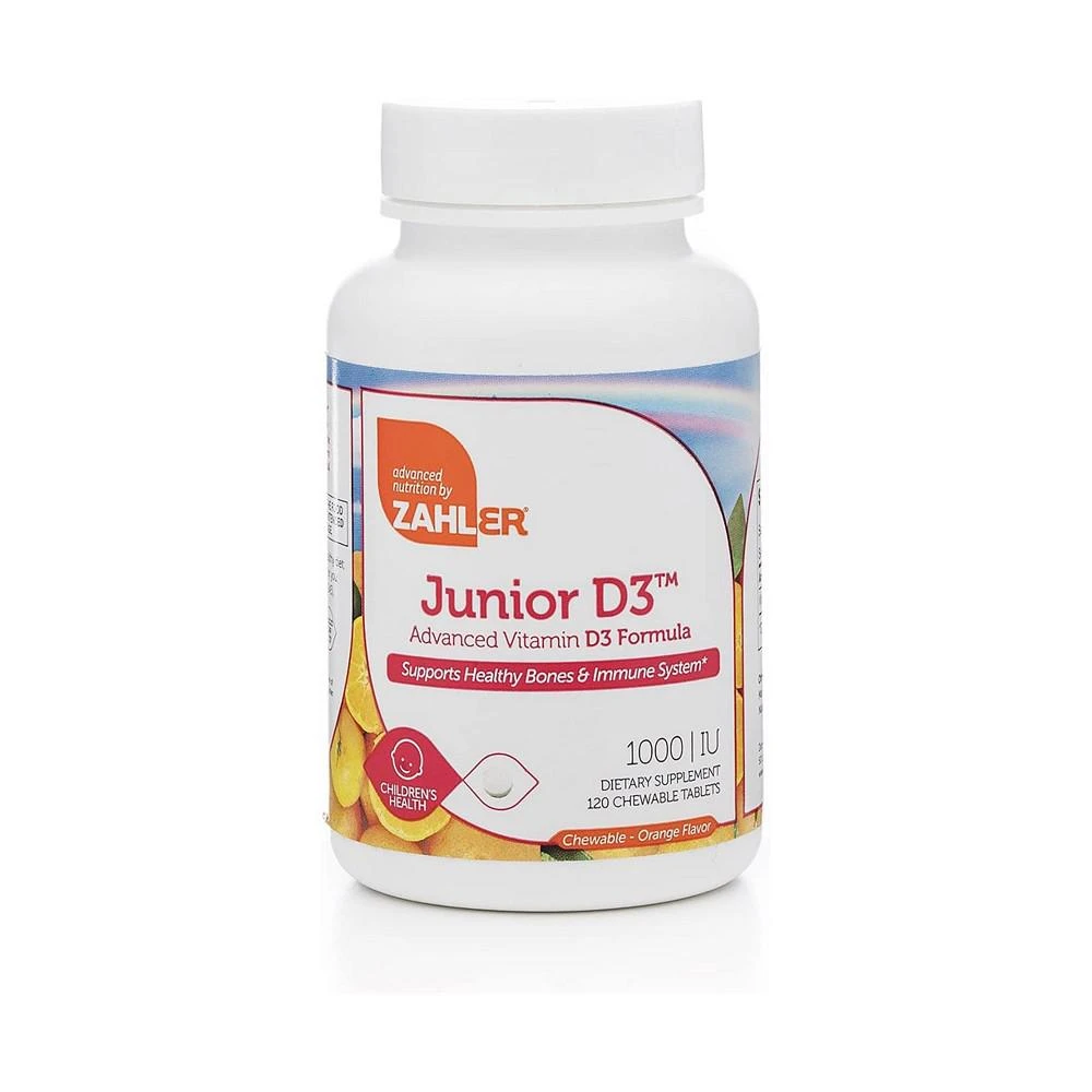 商品Zahler|Junior Vitamin D3 for Kids - 120 Chewable Tablets,价格¥98,第1张图片