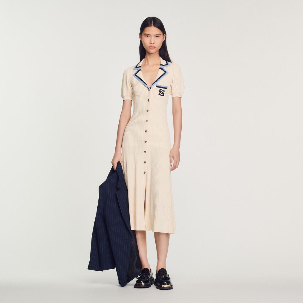 Long knit dress with S patch商品第1张图片规格展示