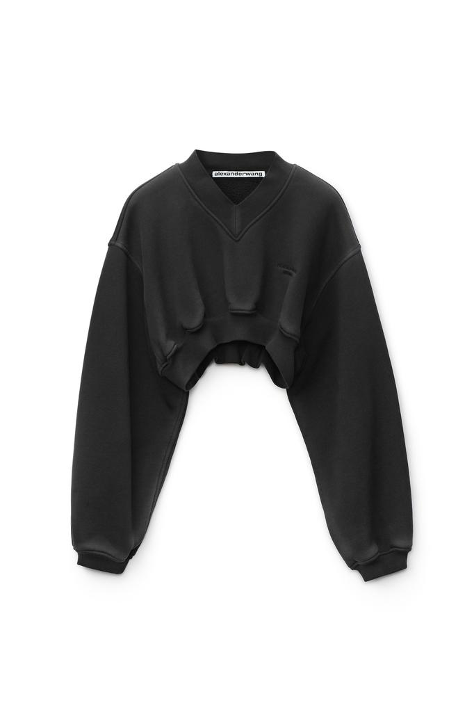 V-NECK CROPPED PULLOVER IN CLASSIC TERRY商品第1张图片规格展示