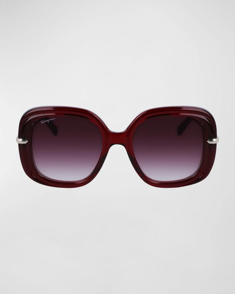 商品Salvatore Ferragamo|Gancini Hinge Rectangle Injection Plastic Sunglasses,价格¥2320,第3张图片详细描述