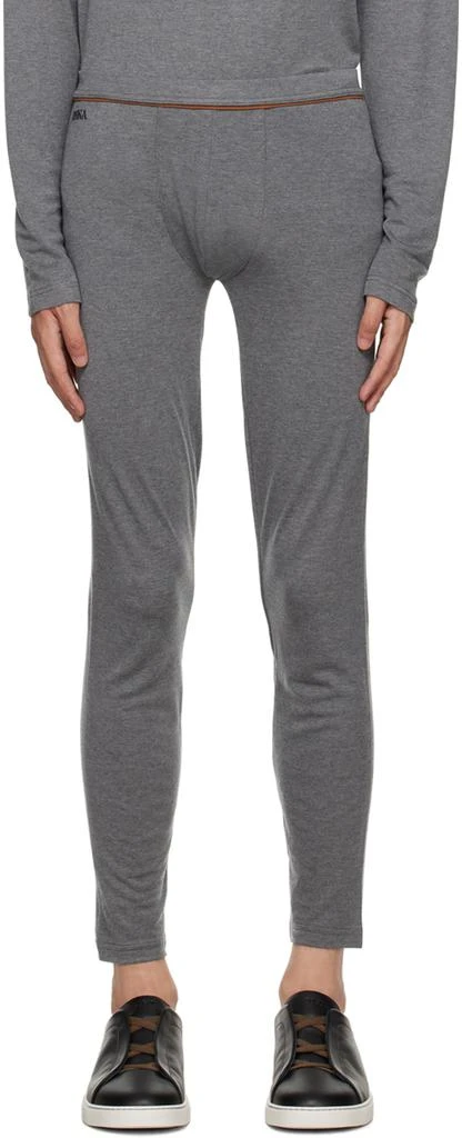商品Zegna|Gray Embroidered Lounge Pants,价格¥1351,第1张图片