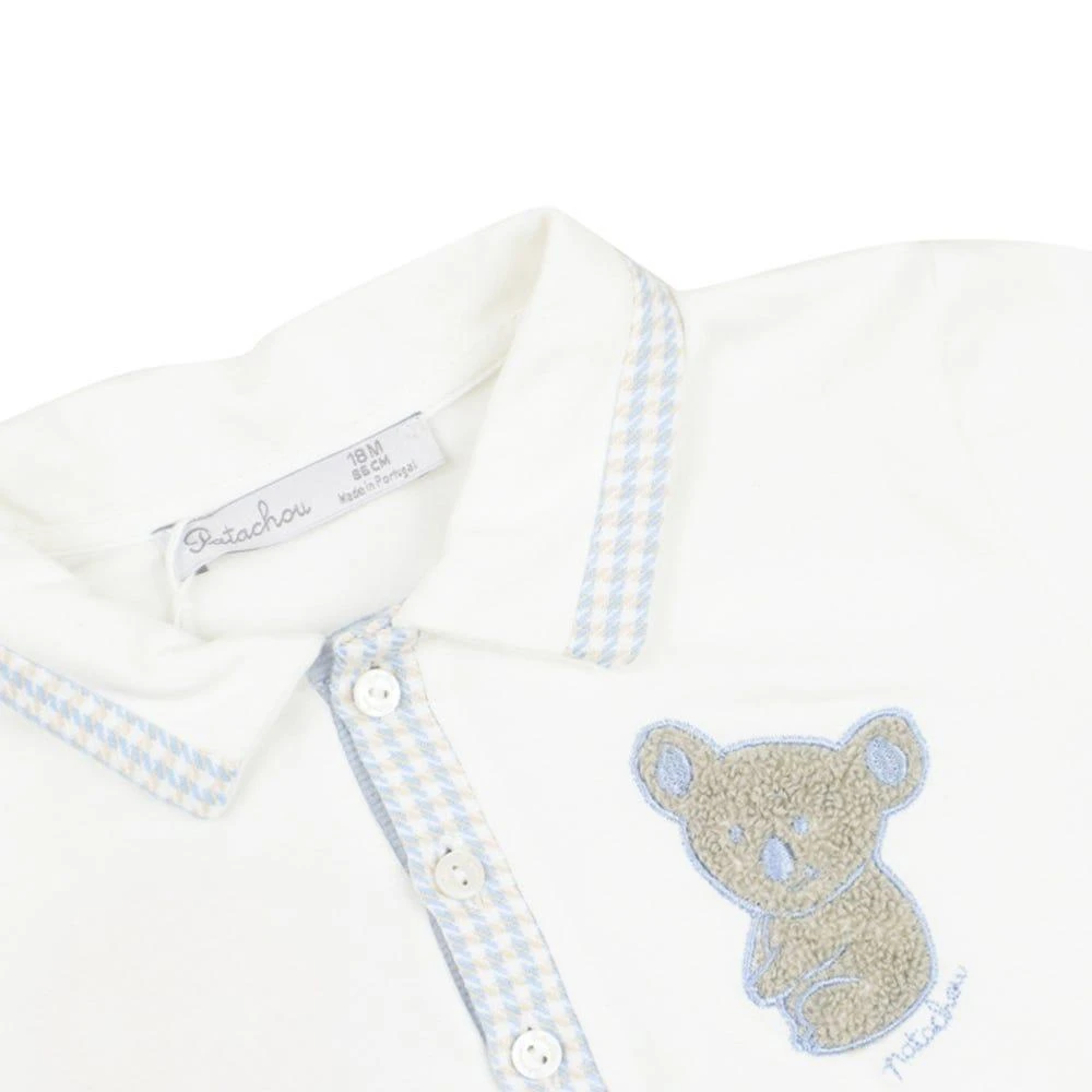 商品Patachou|White & Blue Koala Motif Polo Shirt & Check Shorts Set,价格¥231,第2张图片详细描述