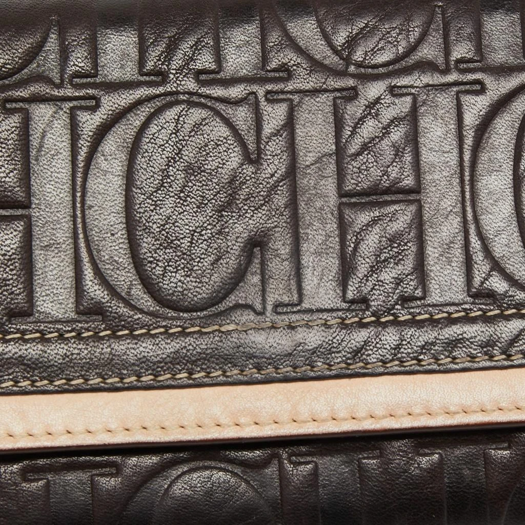 CH Carolina Herrera Brown/Beige Monogram Embossed Leather Continental Wallet 商品