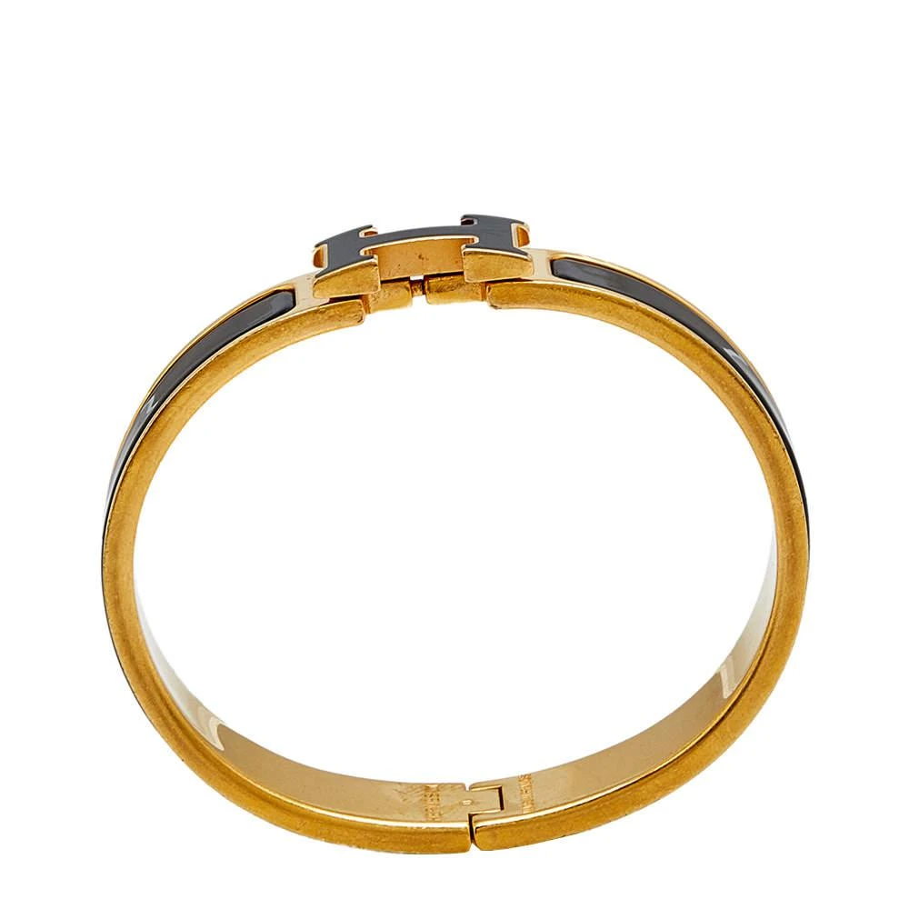 商品[二手商品] Hermes|Hermès Clic H Black Enamel Gold Tone Narrow Bracelet,价格¥3617,第4张图片详细描述