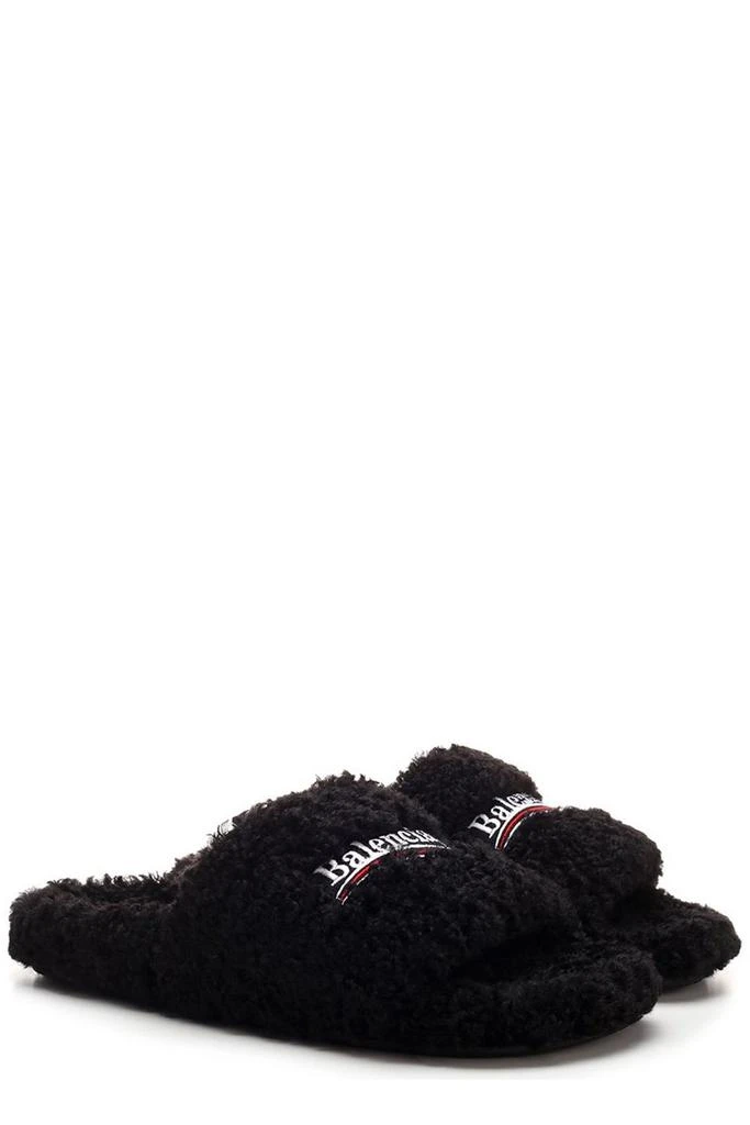 商品Balenciaga|Balenciaga Logo Furry Slides,价格¥3770,第2张图片详细描述