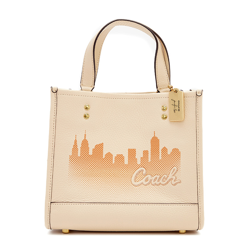 COACH 蔻驰 奢侈品 女士Dempsey系列纽约skyline图案米色皮质托特包斜跨包手拎包C6494 IMM6H商品第3张图片规格展示