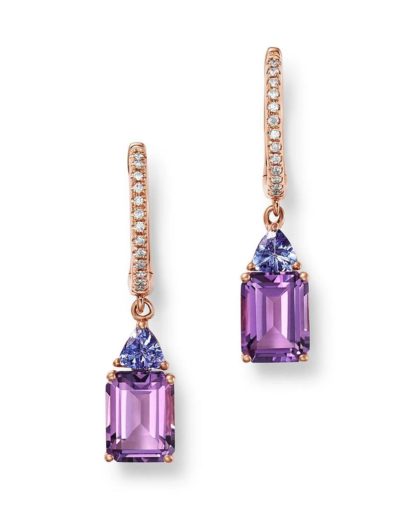 商品Bloomingdale's|Amethyst, Tanzanite & Diamond Drop Earrings in 14K Rose Gold - Exclusive,价格¥17224,第1张图片