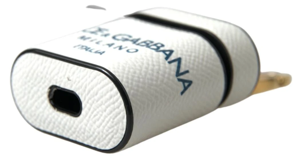 商品Dolce & Gabbana|Dolce & Gabbana White Blue Calf Leather Logo Print Strap Airpods Case,价格¥1495,第3张图片详细描述