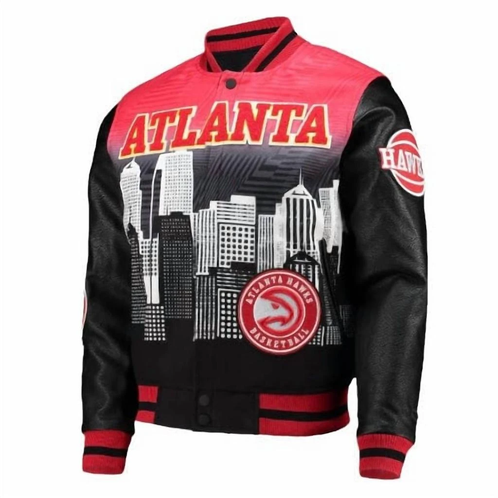 商品Pro Standard|Men's Atlanta Hawks Intervarsity Jacket In Black/red,价格¥1271,第4张图片详细描述