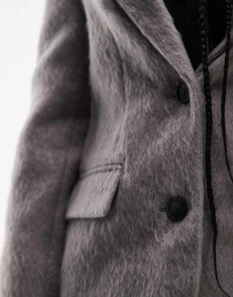 商品Topshop Petite|Topshop Petite brushed wool blazer in grey,价格¥282,第4张图片详细描述