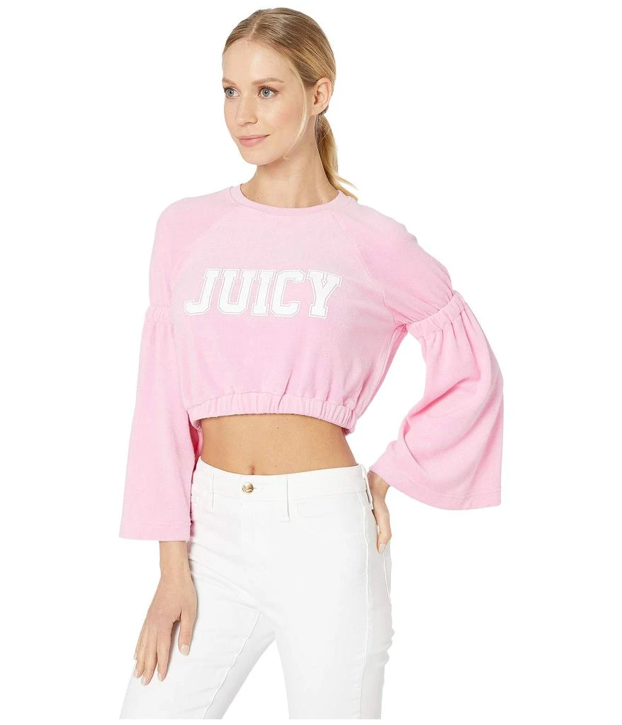 商品Juicy Couture|Ruffle Sleeve Microterry Logo Pullover,价格¥101,第2张图片详细描述