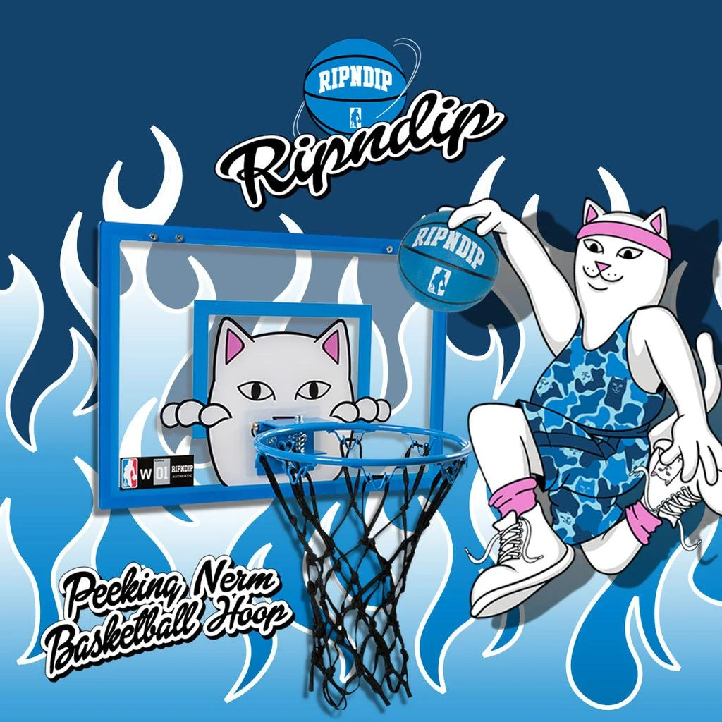 商品RIPNDIP|Peeking Nermal Hanging Basketball Set (Blue),价格¥228,第2张图片详细描述