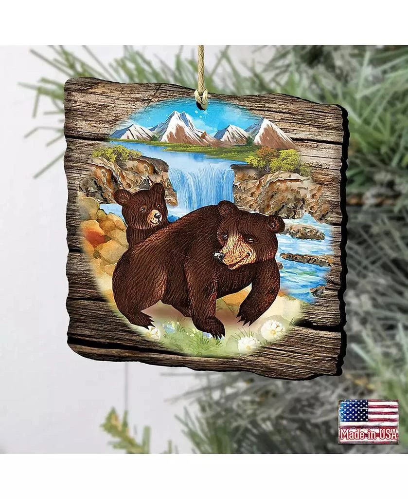 商品Designocracy|Bear Cabin Wooden Christmas Ornament, Set of 2,价格¥375,第4张图片详细描述